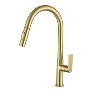 КУХНЕНСКИ СМЕСИТЕЛ ALPHA С ИЗТЕГЛЯЩ СЕ ДУШ ALPHA BRUSHED GOLD 05SOA510OC
