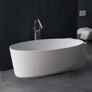 Свободностояща вана 170x93x60 см, StoneArt Design, от композитен материал (изкуствен камък), бял полугланц