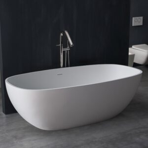 Свободностояща вана 177x88x56 см, StoneArt Design, от композитен материал (изкуствен камък), бял мат
