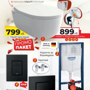 Пакет за вграждане Grohe Black+ Bocchi Tondo Rimless